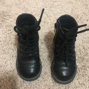 Black combat boots. Toddler size 6